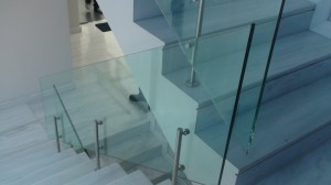 glass on staircase